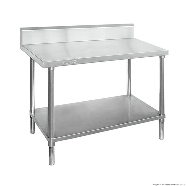2100-6-WBB Economic 304 Grade Stainless Steel Table with splashback  2100x600x900 - 6 legs