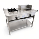 BB-2/12G Combination 2 Boiling Burners & 300mm Grill Plate on Stand with Shelf under