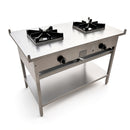 BB-2/12G Combination 2 Boiling Burners & 300mm Grill Plate on Stand with Shelf under
