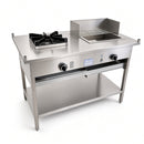 BB-2/12G Combination 2 Boiling Burners & 300mm Grill Plate on Stand with Shelf under