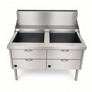 WRF-2/18 Double Pan Straight Back Fryers with Hanging Rail & 18" Pan
