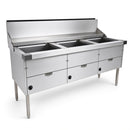 WRF-3/22 3 Pan Straight Back Fryers with Hanging Rail & 22" Pan