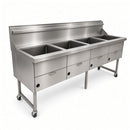 WRF-4/18 4 Pan Straight Back Fryers with Hanging Rail & 18" Pan