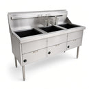 WRF-3/18 3 Pan Straight Back Fryers with Hanging Rail & 18" Pan