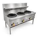 WTB-4 4 Hole Rear Gutter Wok Table Twin Ring Burner