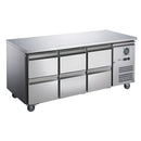 FED-X S/S Six-Door Bench Fridge with Drawers - XUB7C18S3D