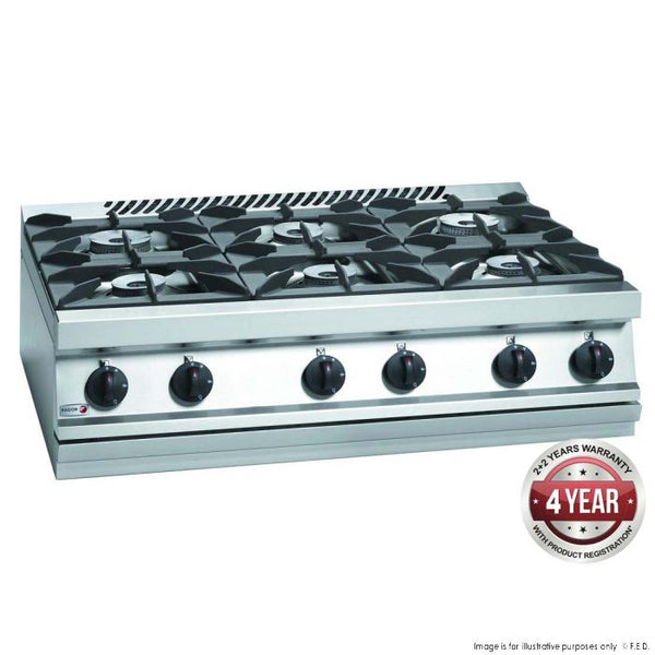 Fagor 700 series natural gas 6 burner SS boiling top CG7-60H