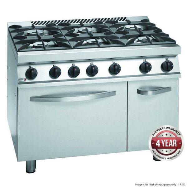 Fagor 700 series natural gas 6 burner with gas oven and neutral cabinet under CG7-61H