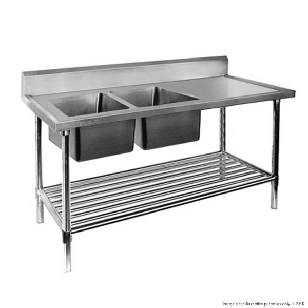 DSB6-1500L/A  Double Left Sink Bench with Pot Undershelf