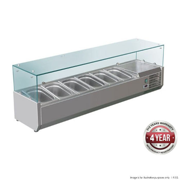 FED-X Flat Glass Salad Bench - XVRX1500/380