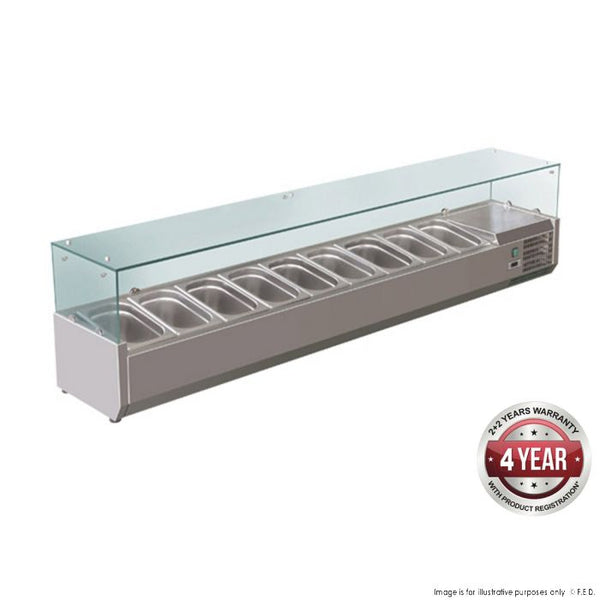 FED-X Flat Glass Salad Bench - XVRX2000/380