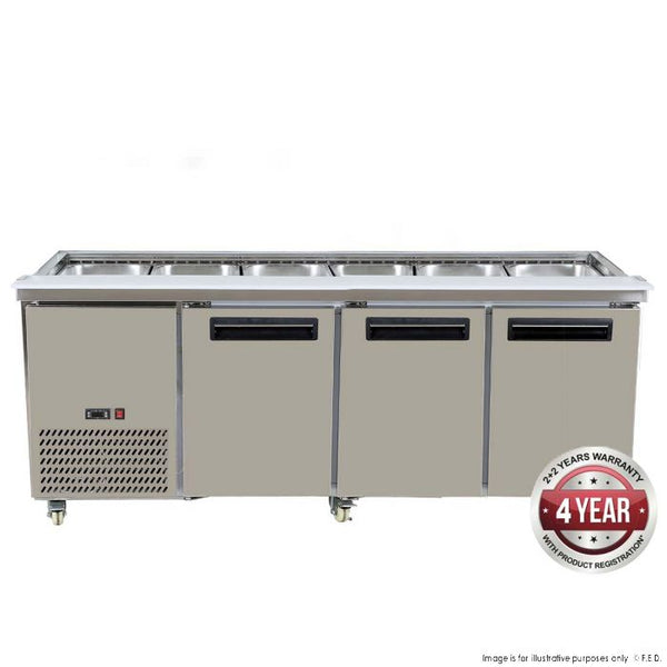 PG210FA-B Bench Station Three Door - 6× 1/1 GN Pans