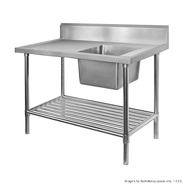 Single Right Sink Bench with Pot Undershelf SSB6-1200R/A