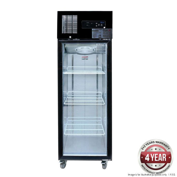 Single Glass Door Upright Fridge Black Stainless Steel - SUCG500B