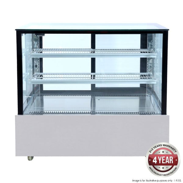 SSU120-2XB Black Trim Square Glass Cake Display 2 Shelves 1200X700X1100