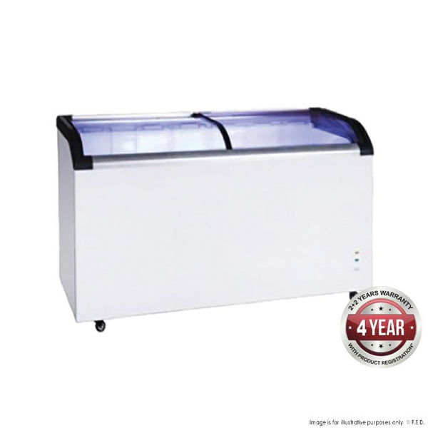 Two glass sliding lids chest freezer with castors - ST445