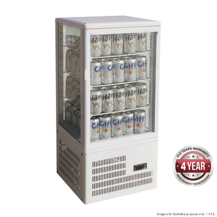 TCBD78W Four-Sided Countertop Beverage Display Fridge White