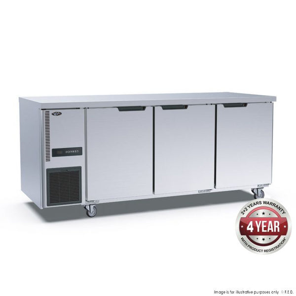 Stainless Steel Triple Door Workbench Freezer - TS1800BT-3D