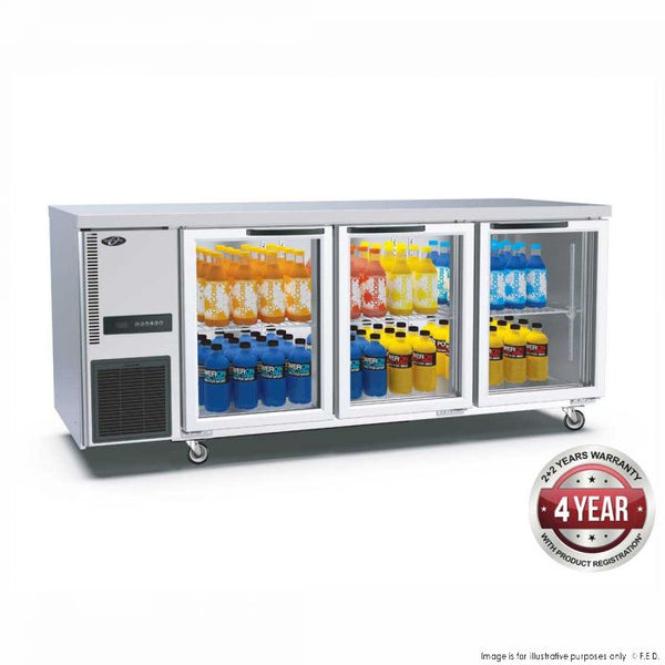 Stainless Steel Triple Glass Door Workbench Fridge - TL1800TNG-3D