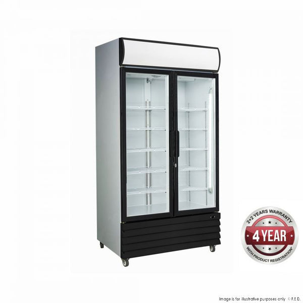 LG-1000BG Large Two Glass Door Colourbond Upright Drink Fridge - Black