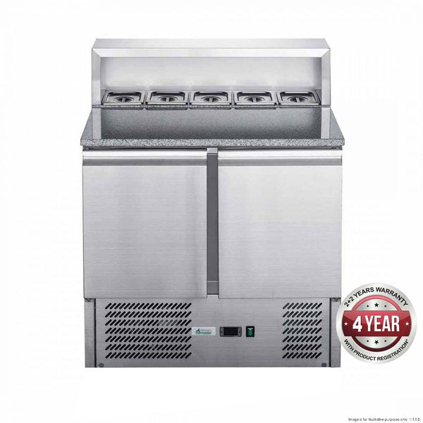 FED-X Two Door Salad Prep Fridge with Marble Top - XGNS900E