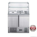 FED-X Two Door Salad Prep Fridge with Square Glass Top - XS900GC